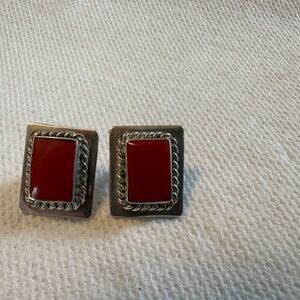 Red‎ gemstone Solid 925 Sterling Silver Earrings